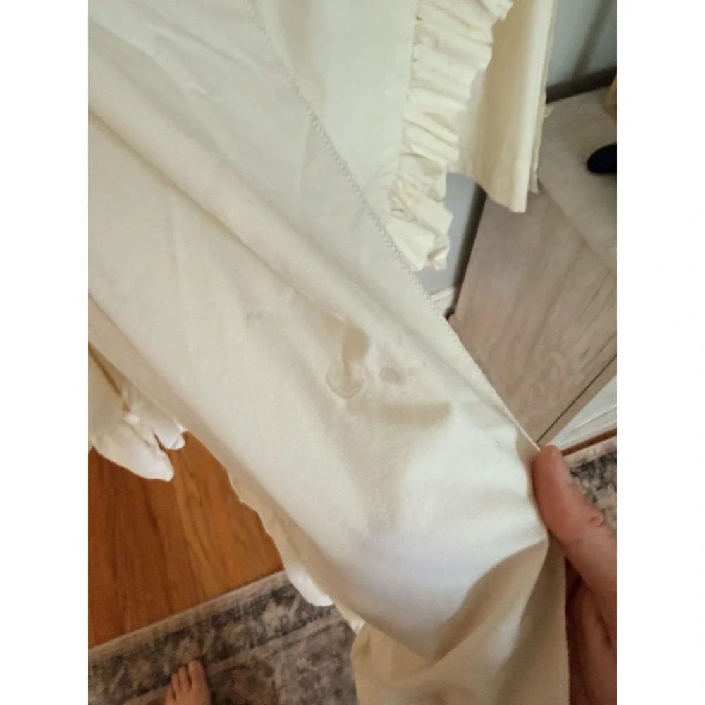 PAIR (2 PANELS) Off White Curtains Ruffle Edge 84